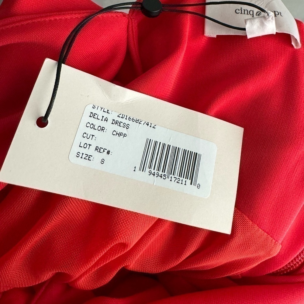 CINQ À SEPT Delia Red Draped Tie Midi Dress Size 8 - Picture 10 of 11